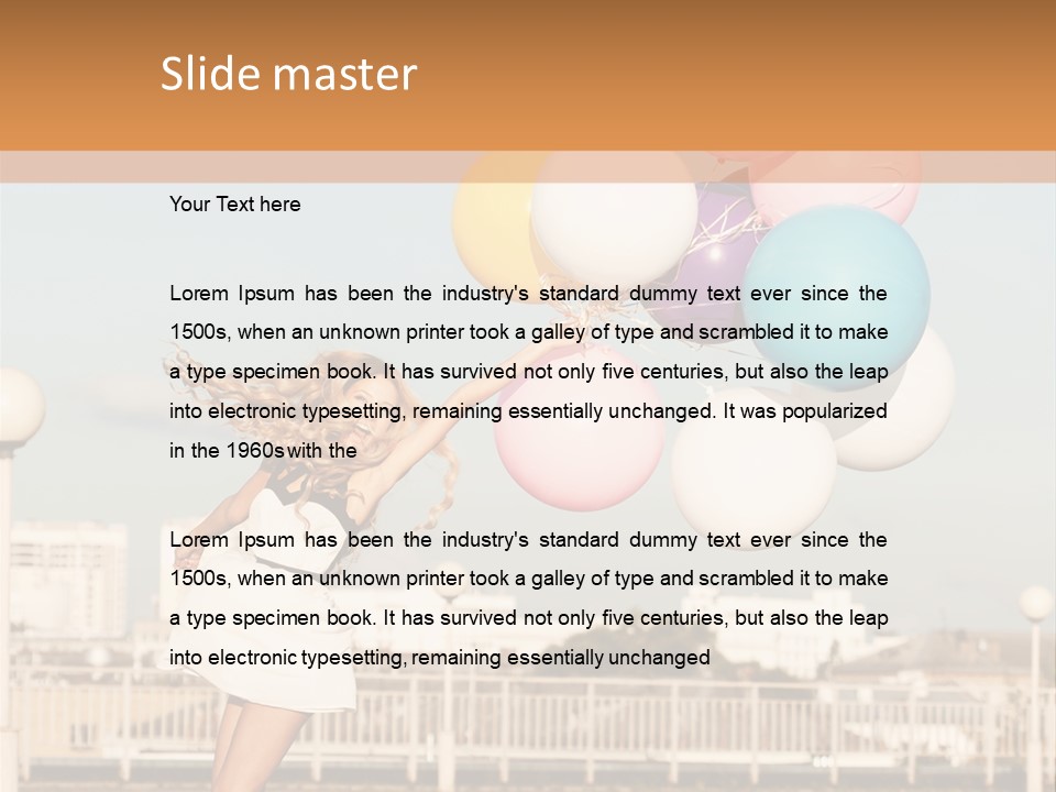 A Woman Holding A Bunch Of Balloons In Her Hand PowerPoint Template