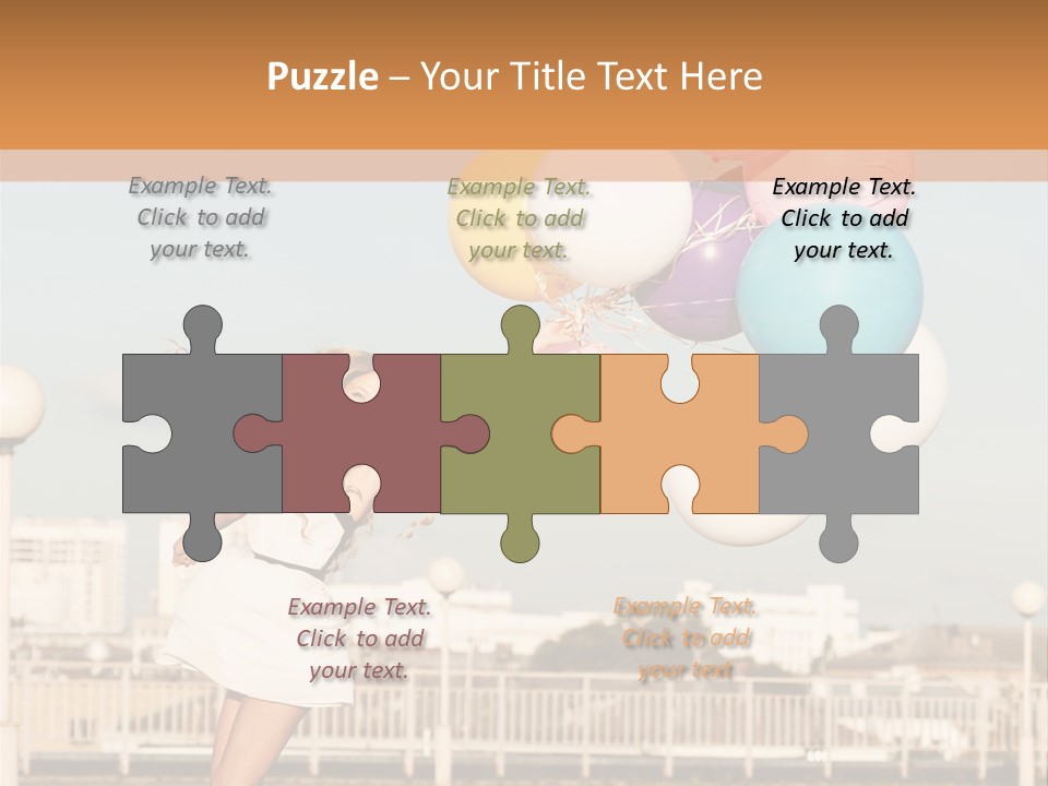 A Woman Holding A Bunch Of Balloons In Her Hand PowerPoint Template