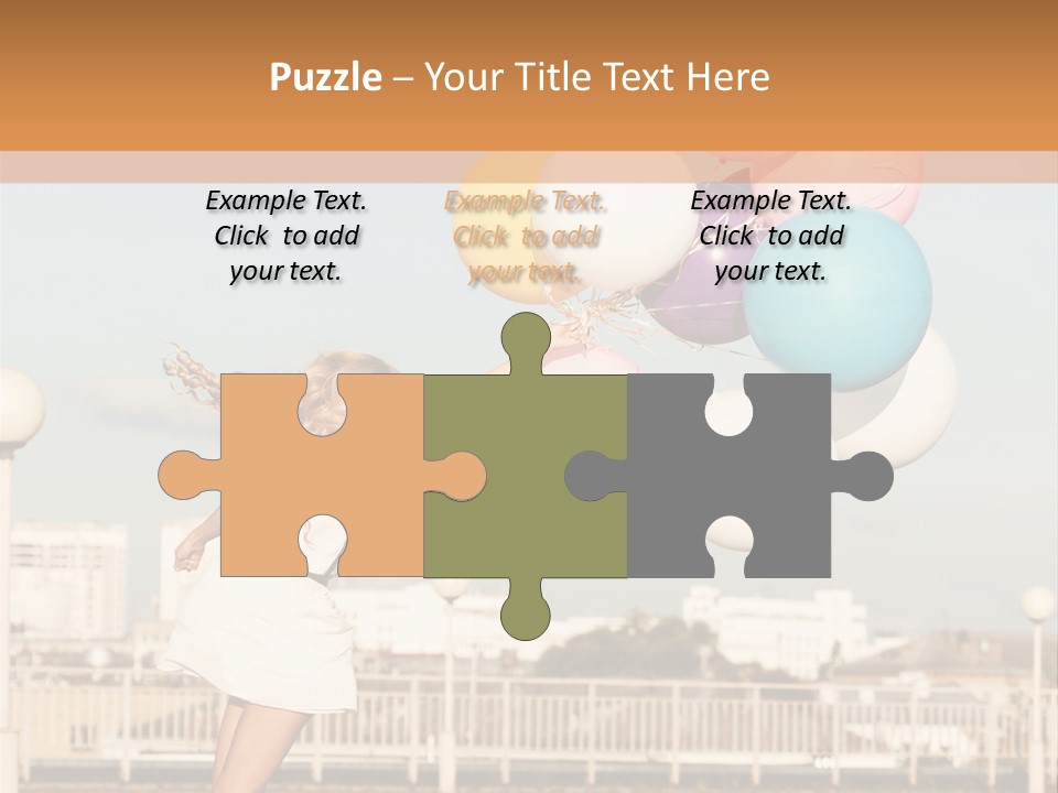 A Woman Holding A Bunch Of Balloons In Her Hand PowerPoint Template