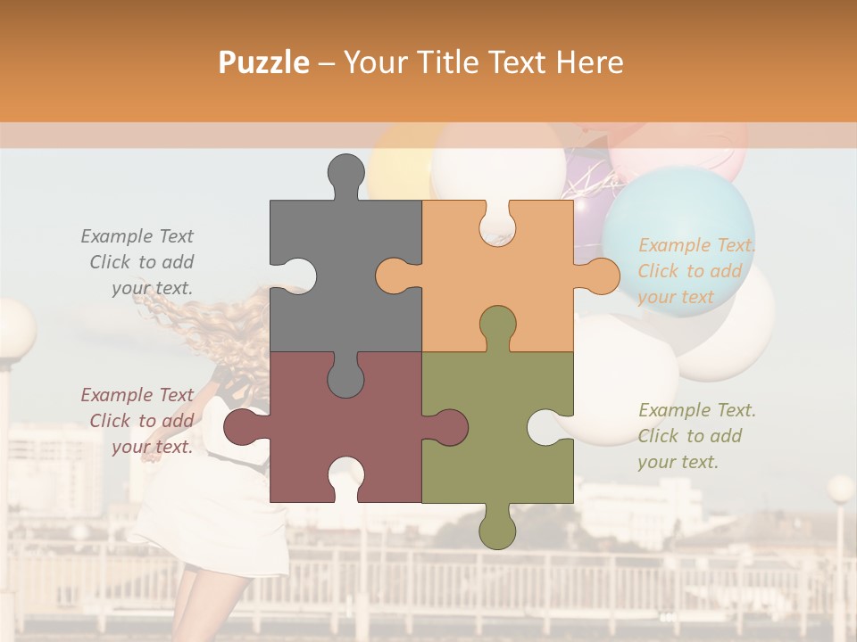 A Woman Holding A Bunch Of Balloons In Her Hand PowerPoint Template