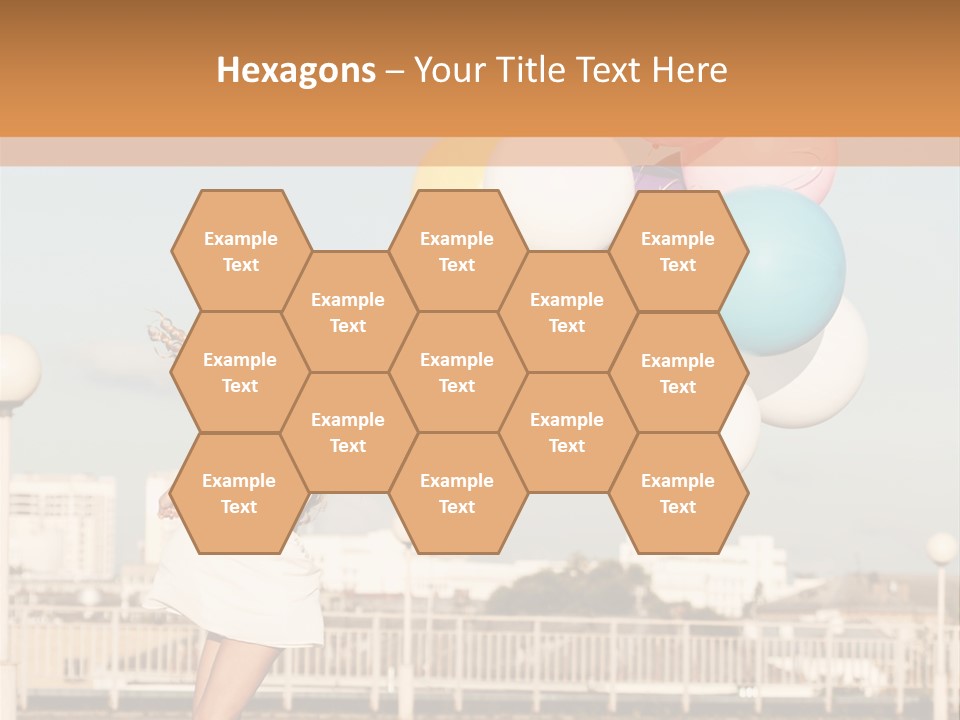 A Woman Holding A Bunch Of Balloons In Her Hand PowerPoint Template