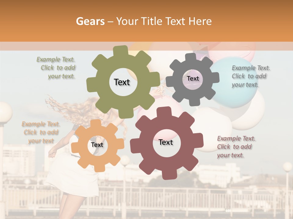 A Woman Holding A Bunch Of Balloons In Her Hand PowerPoint Template