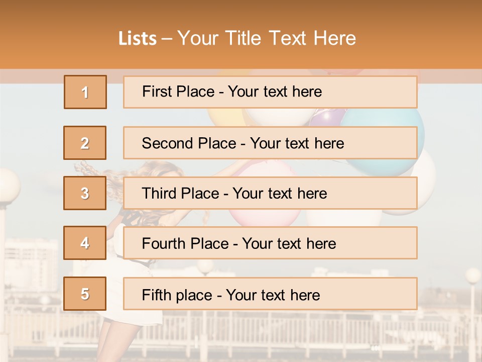 A Woman Holding A Bunch Of Balloons In Her Hand PowerPoint Template