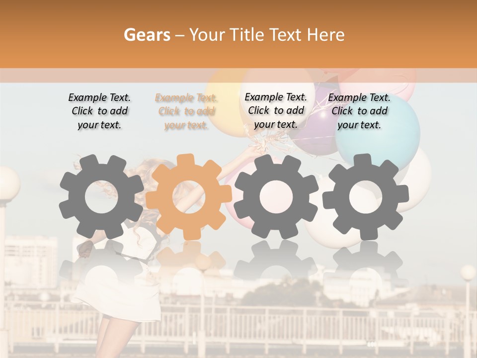 A Woman Holding A Bunch Of Balloons In Her Hand PowerPoint Template