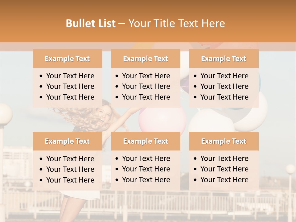 A Woman Holding A Bunch Of Balloons In Her Hand PowerPoint Template