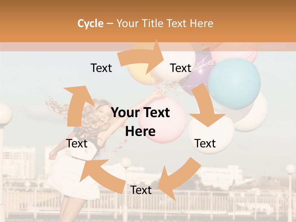 A Woman Holding A Bunch Of Balloons In Her Hand PowerPoint Template