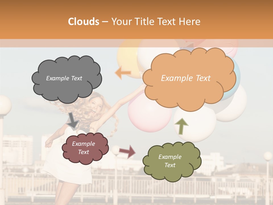 A Woman Holding A Bunch Of Balloons In Her Hand PowerPoint Template