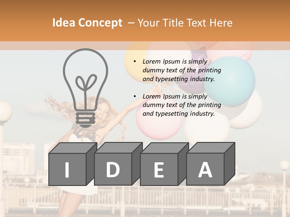 A Woman Holding A Bunch Of Balloons In Her Hand PowerPoint Template