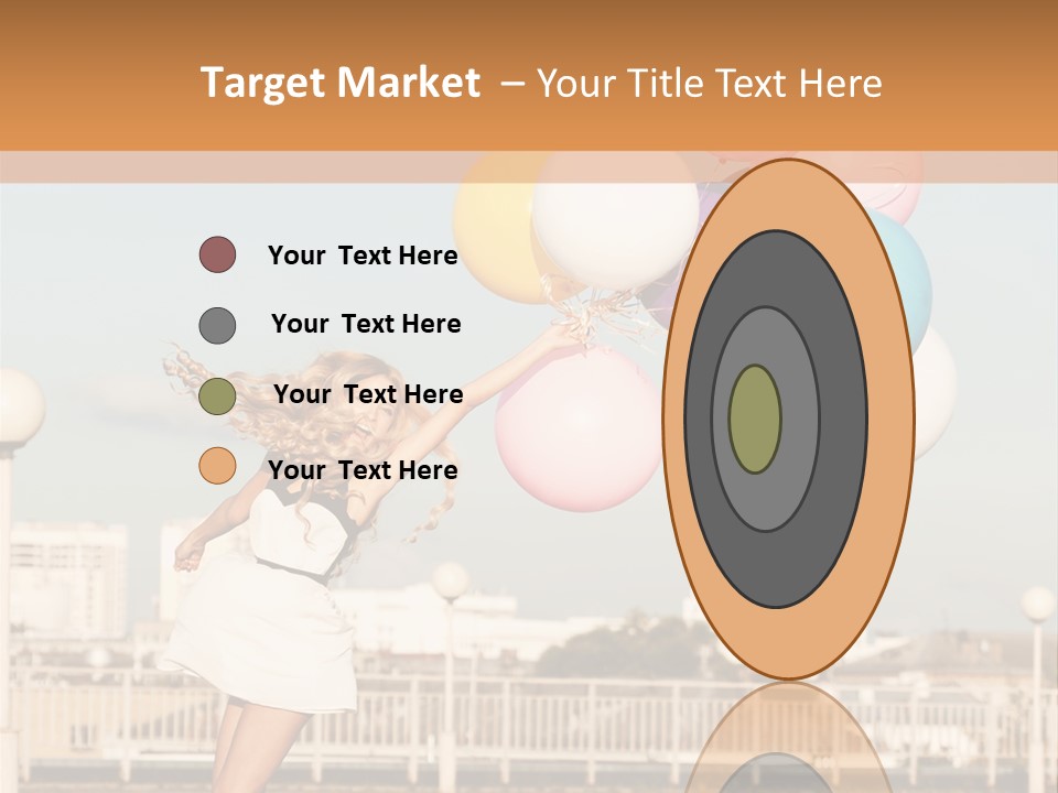 A Woman Holding A Bunch Of Balloons In Her Hand PowerPoint Template