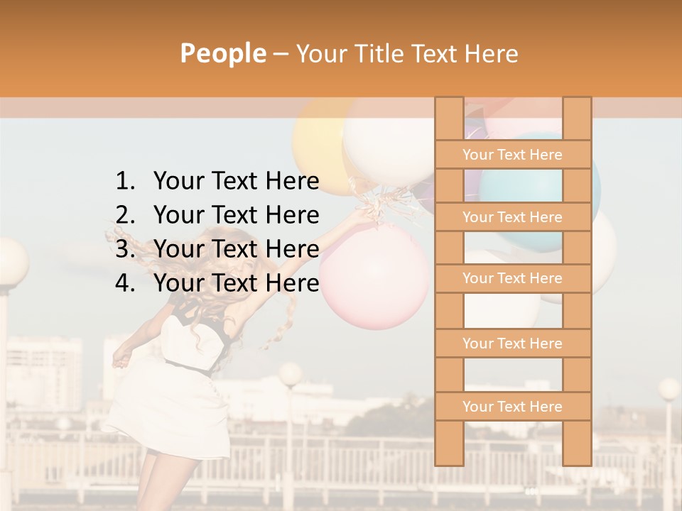 A Woman Holding A Bunch Of Balloons In Her Hand PowerPoint Template