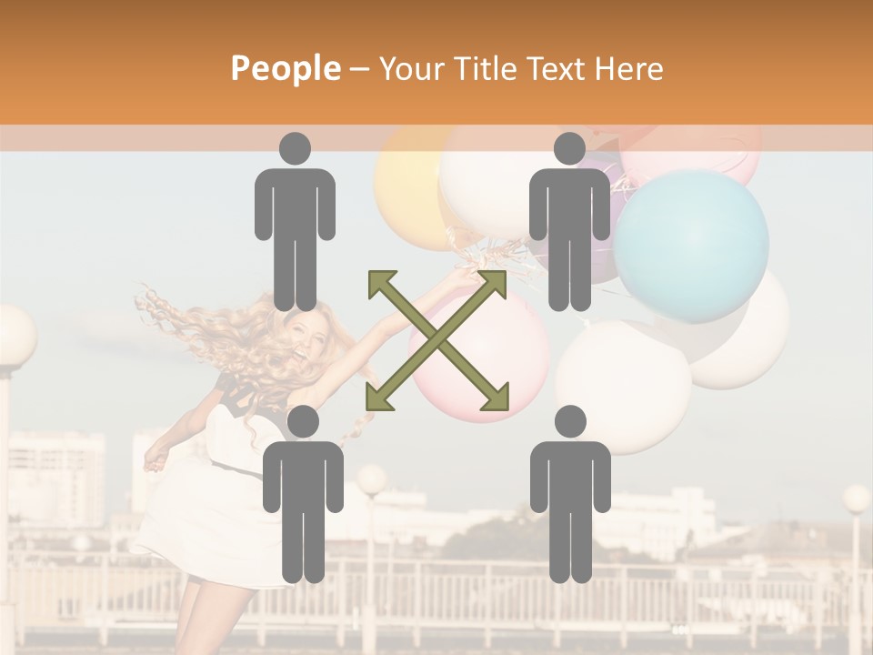 A Woman Holding A Bunch Of Balloons In Her Hand PowerPoint Template