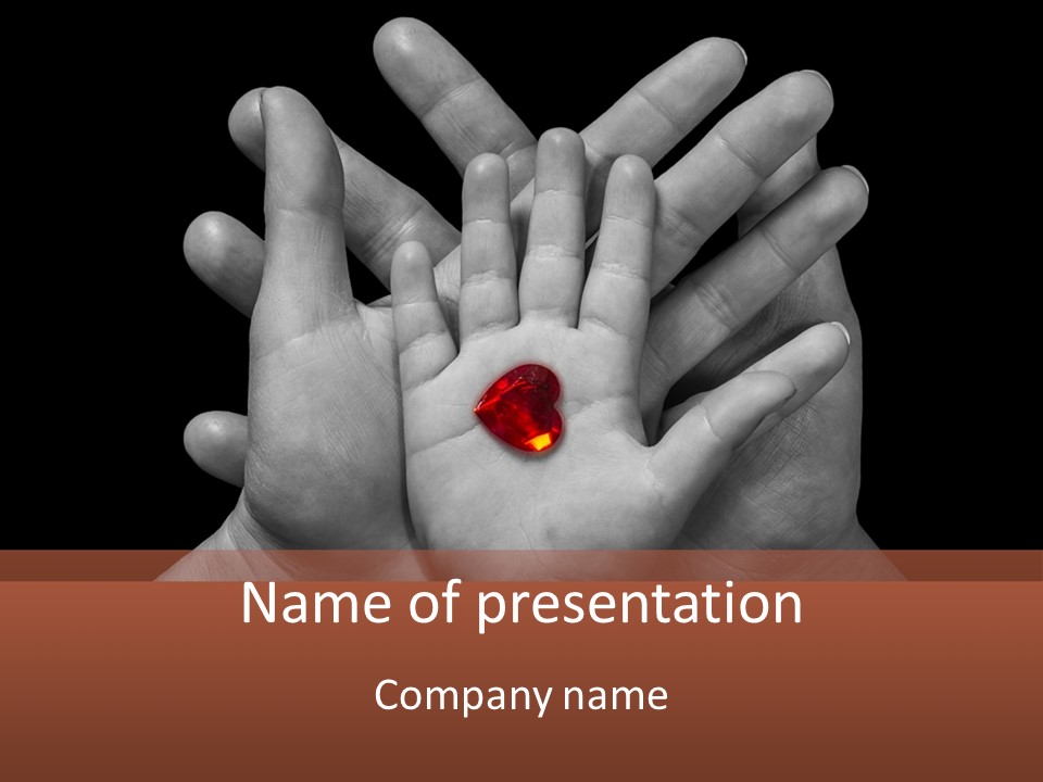 A Group Of Hands Holding A Red Heart Powerpoint Template PowerPoint Template