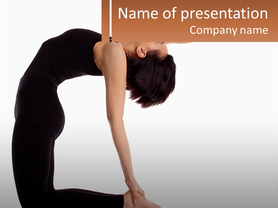 A Woman In A Yoga Pose With A Sign In Front Of Her PowerPoint Template