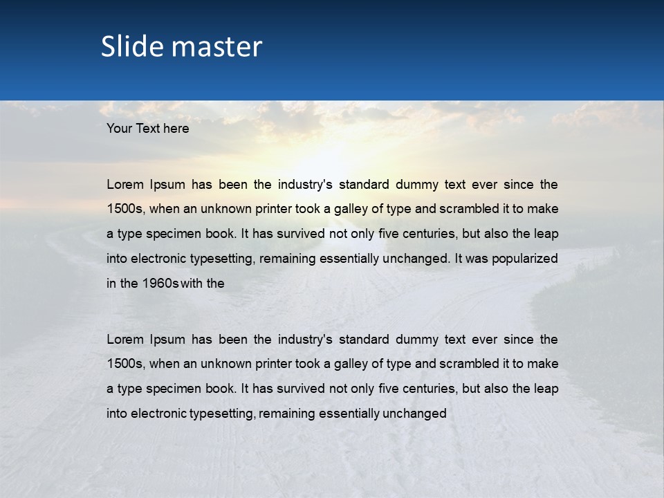 A Dirt Road With The Sun Setting In The Background PowerPoint Template