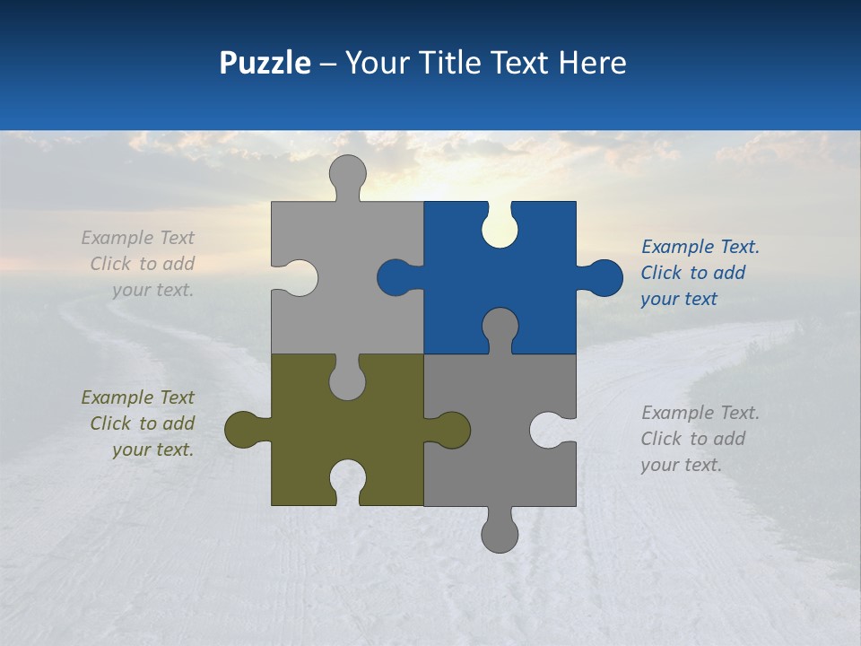 A Dirt Road With The Sun Setting In The Background PowerPoint Template