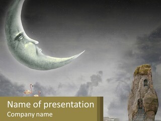 A Man Is Sitting On The Moon In The Sky PowerPoint Template