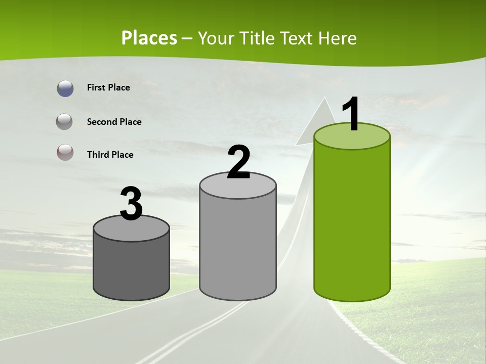 A Road With An Arrow Going Up Into The Sky PowerPoint Template