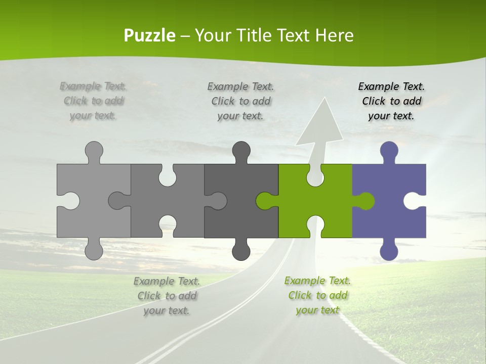 A Road With An Arrow Going Up Into The Sky PowerPoint Template