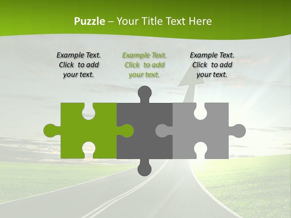 A Road With An Arrow Going Up Into The Sky PowerPoint Template