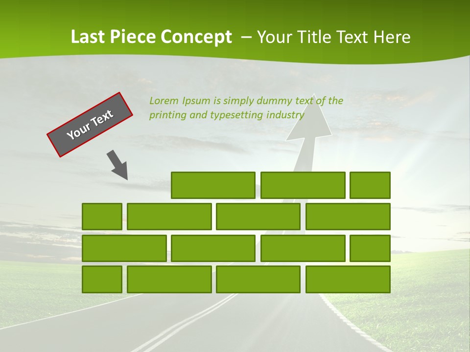 A Road With An Arrow Going Up Into The Sky PowerPoint Template
