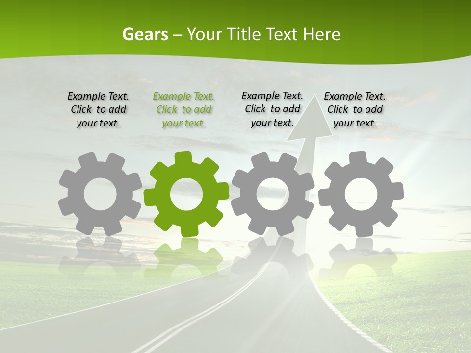 A Road With An Arrow Going Up Into The Sky PowerPoint Template