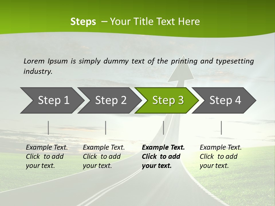 A Road With An Arrow Going Up Into The Sky PowerPoint Template