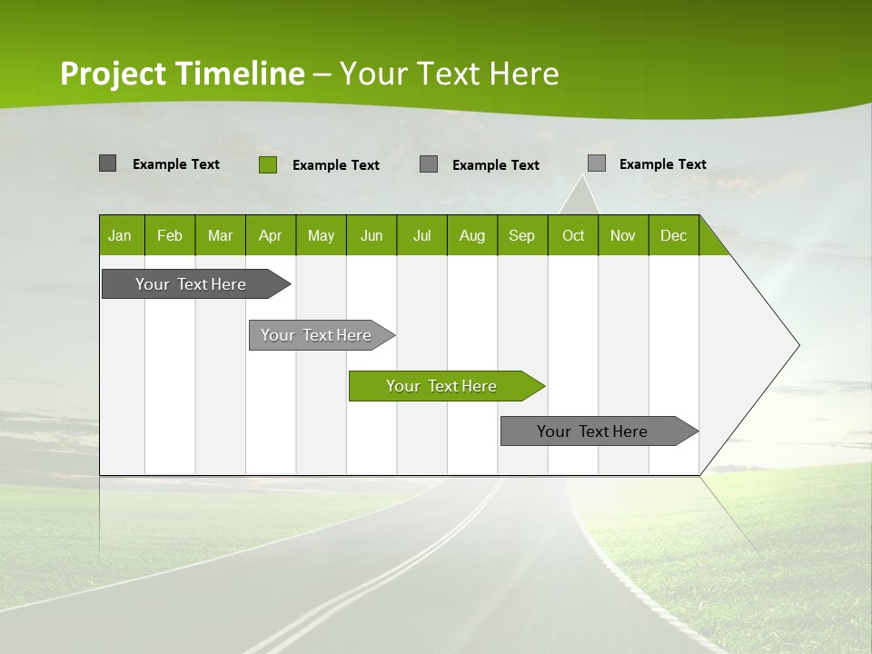 A Road With An Arrow Going Up Into The Sky PowerPoint Template