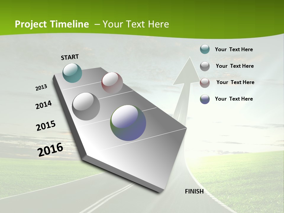 A Road With An Arrow Going Up Into The Sky PowerPoint Template