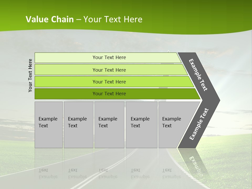 A Road With An Arrow Going Up Into The Sky PowerPoint Template