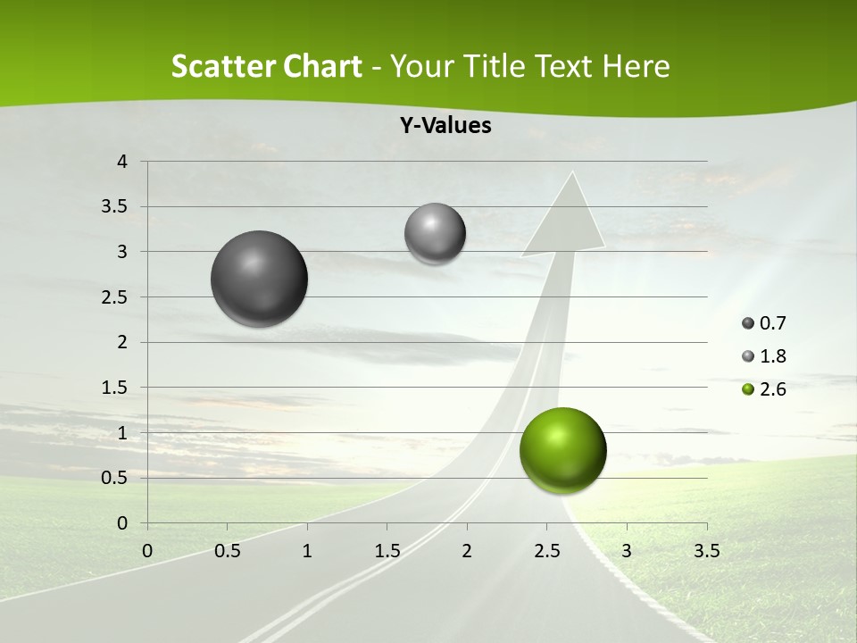 A Road With An Arrow Going Up Into The Sky PowerPoint Template