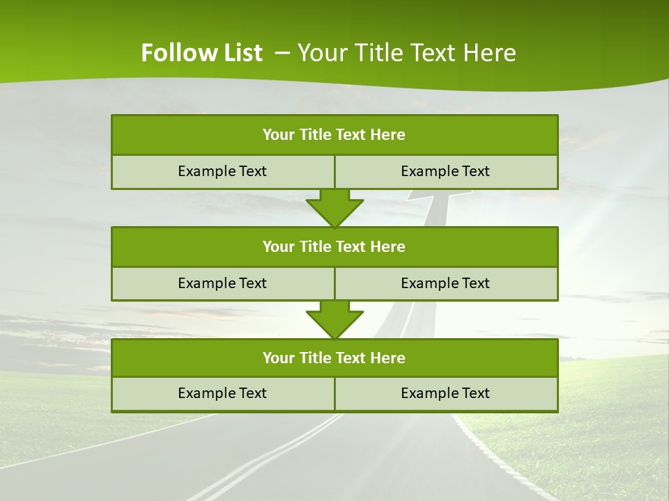 A Road With An Arrow Going Up Into The Sky PowerPoint Template
