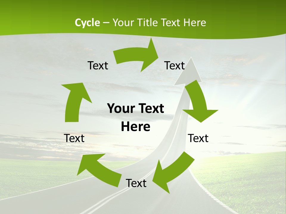 A Road With An Arrow Going Up Into The Sky PowerPoint Template
