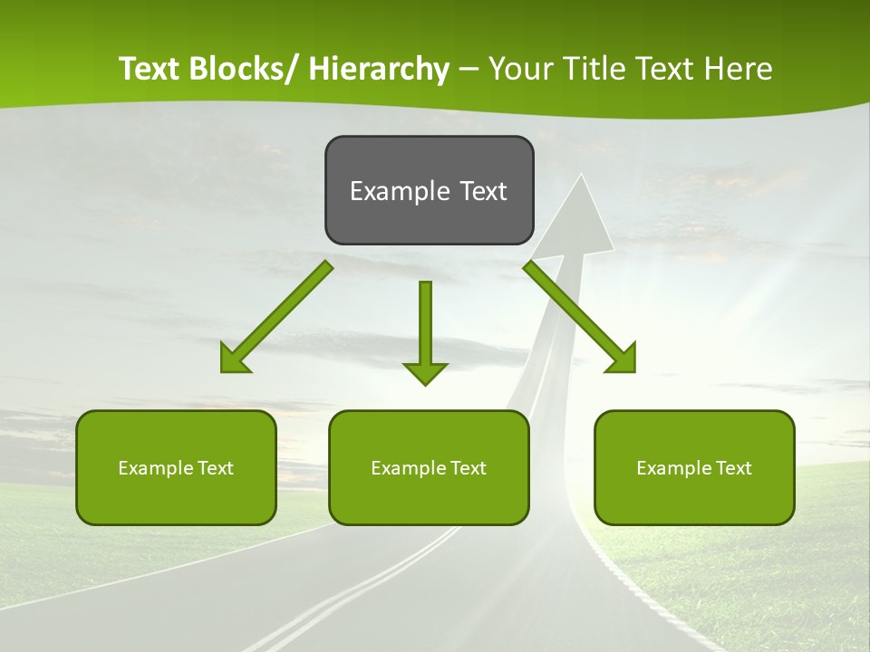A Road With An Arrow Going Up Into The Sky PowerPoint Template