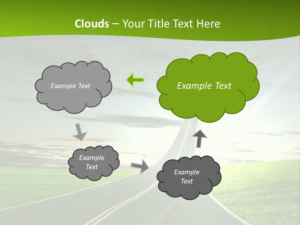 A Road With An Arrow Going Up Into The Sky PowerPoint Template