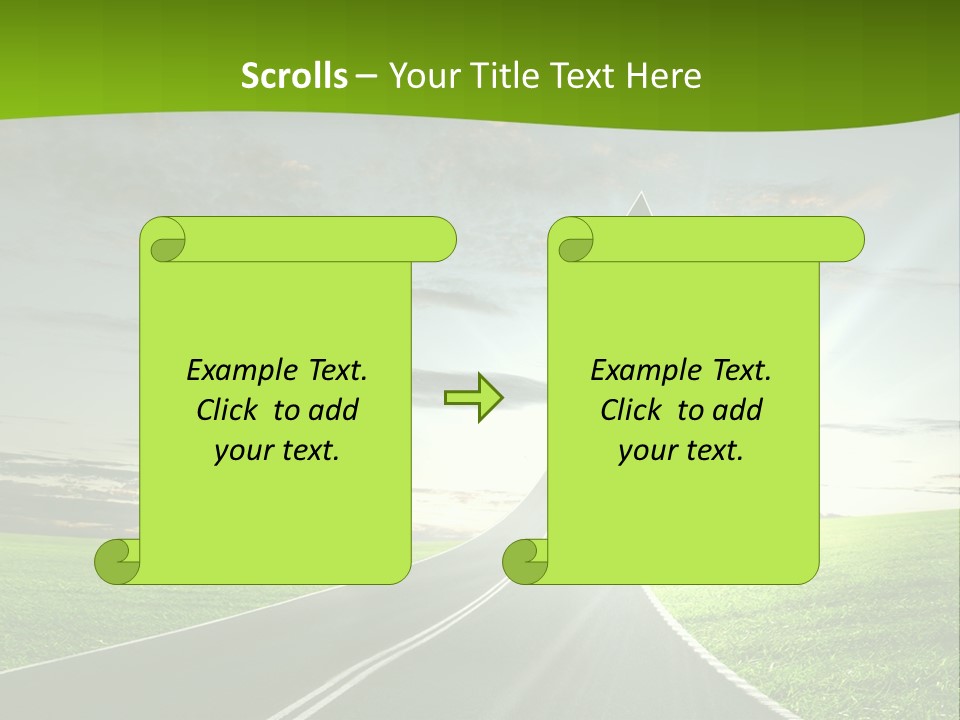 A Road With An Arrow Going Up Into The Sky PowerPoint Template