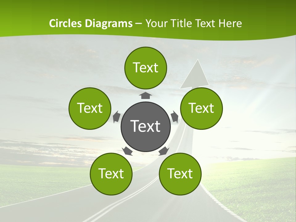 A Road With An Arrow Going Up Into The Sky PowerPoint Template