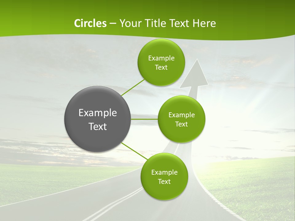 A Road With An Arrow Going Up Into The Sky PowerPoint Template