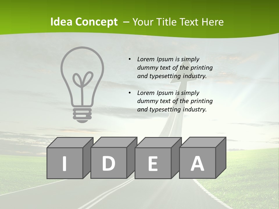 A Road With An Arrow Going Up Into The Sky PowerPoint Template