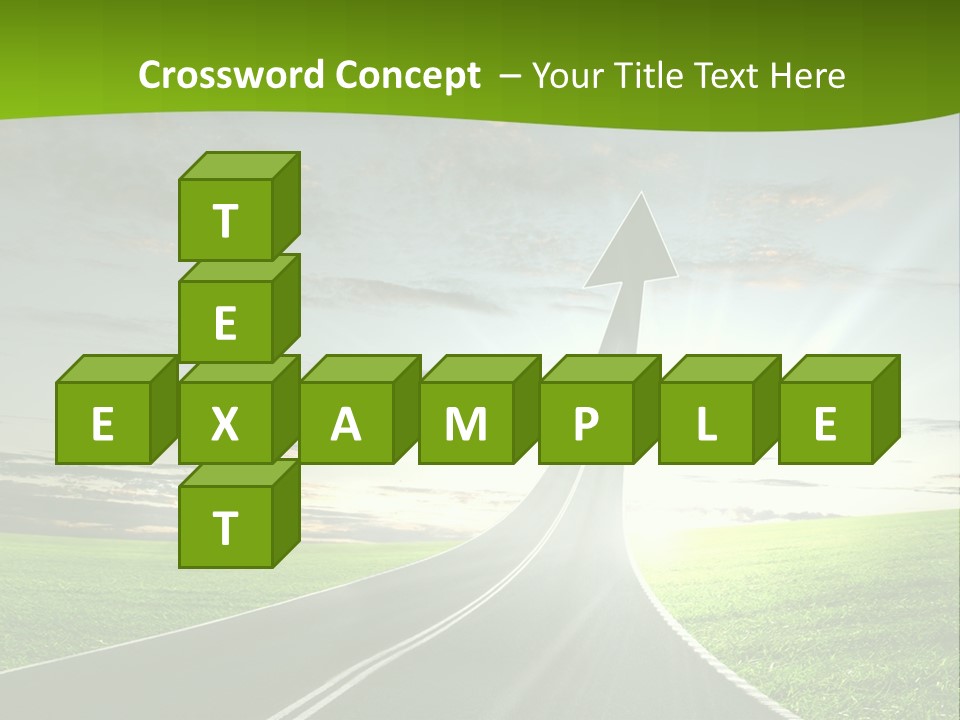 A Road With An Arrow Going Up Into The Sky PowerPoint Template