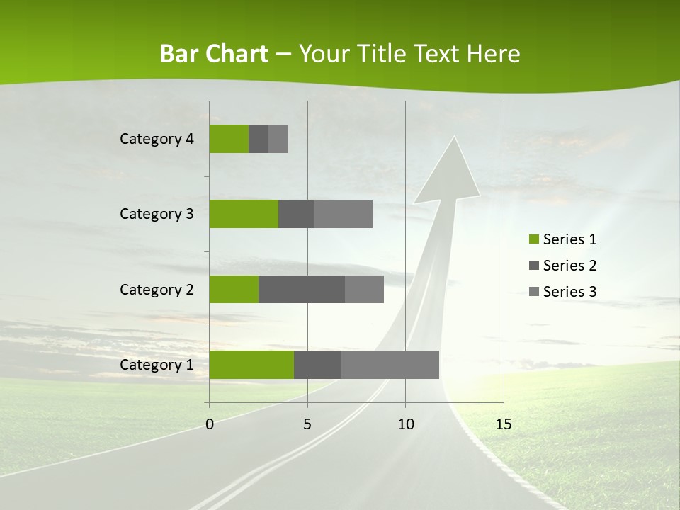 A Road With An Arrow Going Up Into The Sky PowerPoint Template