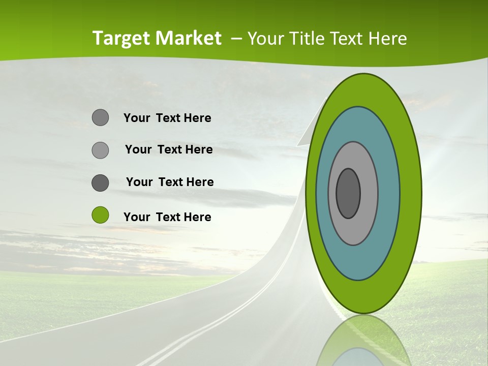 A Road With An Arrow Going Up Into The Sky PowerPoint Template