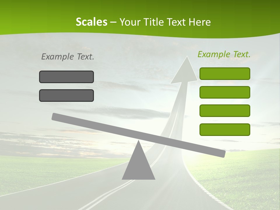 A Road With An Arrow Going Up Into The Sky PowerPoint Template