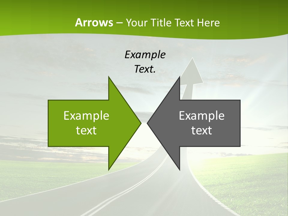A Road With An Arrow Going Up Into The Sky PowerPoint Template