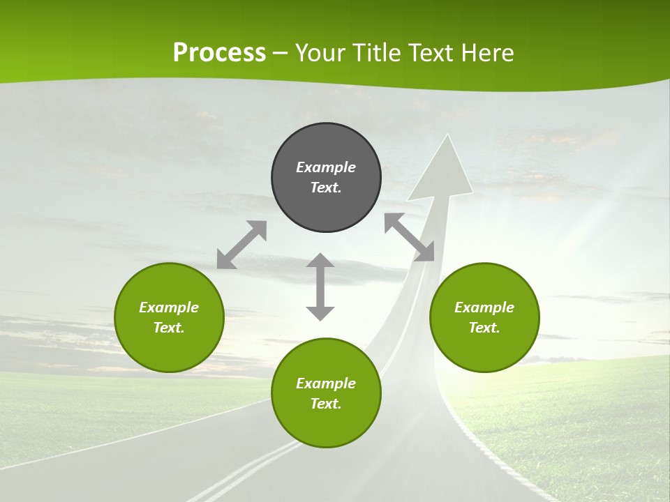 A Road With An Arrow Going Up Into The Sky PowerPoint Template