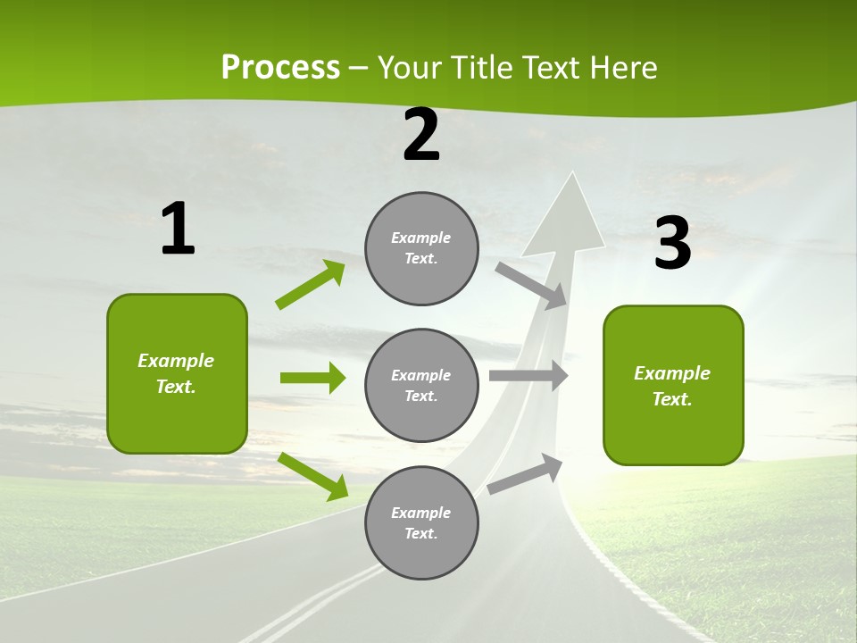 A Road With An Arrow Going Up Into The Sky PowerPoint Template