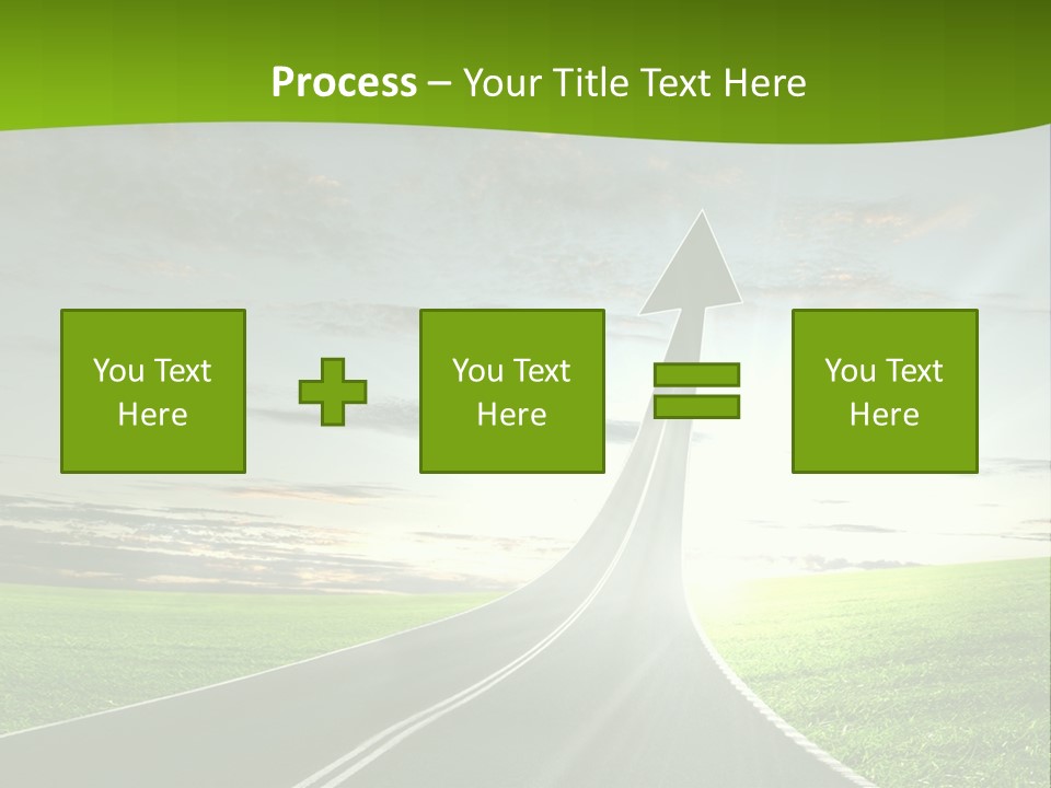 A Road With An Arrow Going Up Into The Sky PowerPoint Template