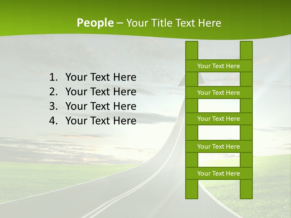 A Road With An Arrow Going Up Into The Sky PowerPoint Template