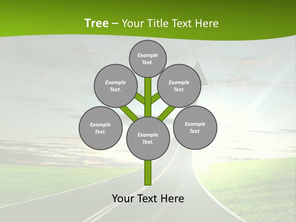 A Road With An Arrow Going Up Into The Sky PowerPoint Template