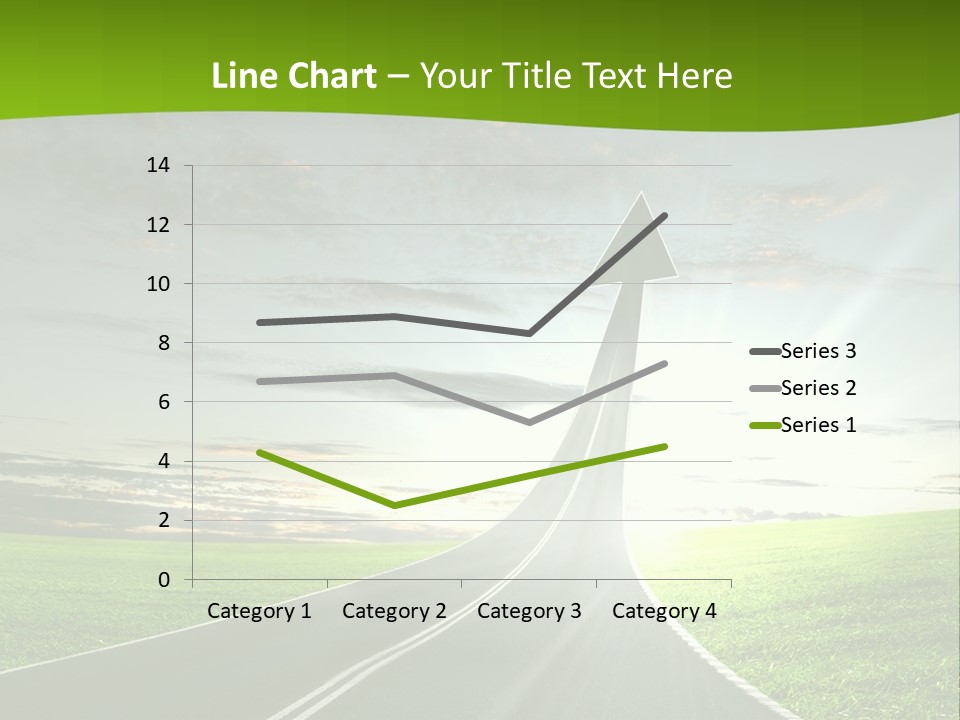 A Road With An Arrow Going Up Into The Sky PowerPoint Template