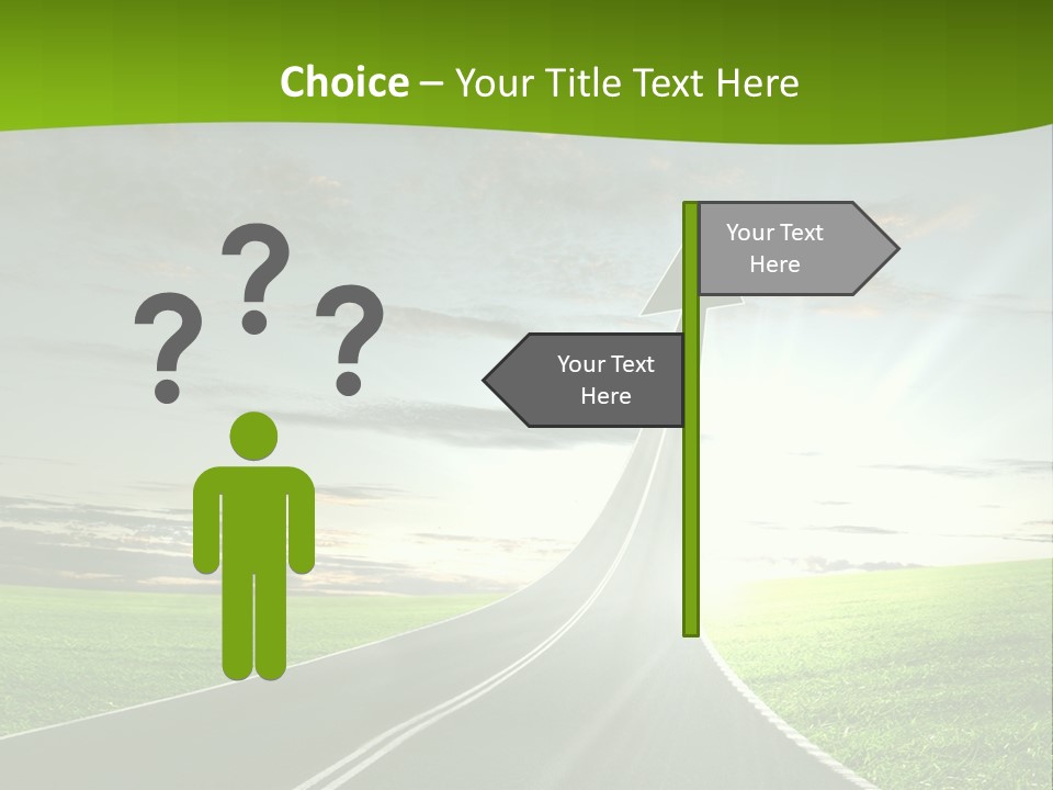 A Road With An Arrow Going Up Into The Sky PowerPoint Template